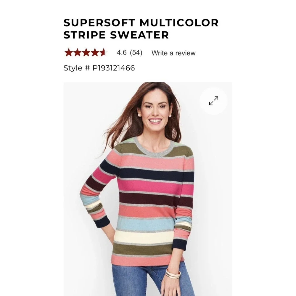 Talbots Supersoft Sweater Womens XL‎ Striped Cashmere Blend Lightweight Preppy